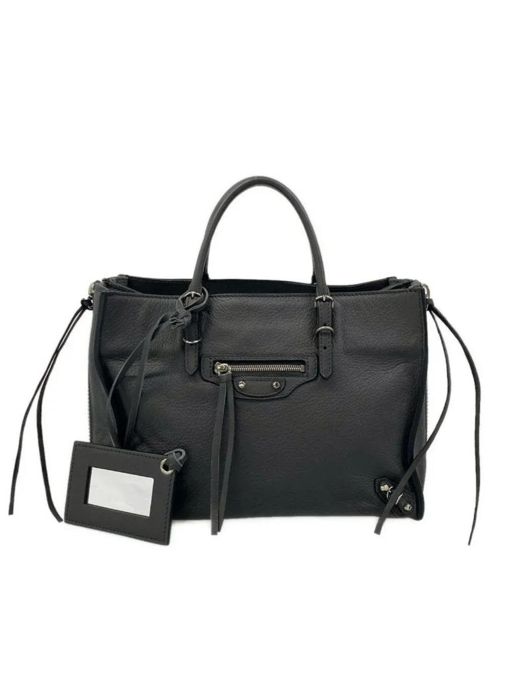 Balenciaga Tote Paper A6 Dark Gray Leather
